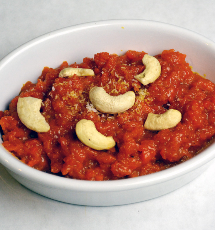 Carrot Pudding (Gajar Halwa) — Traditional grated carrot slow-cooked with milk, ghee, and nuts, at Himalayan Restaurant