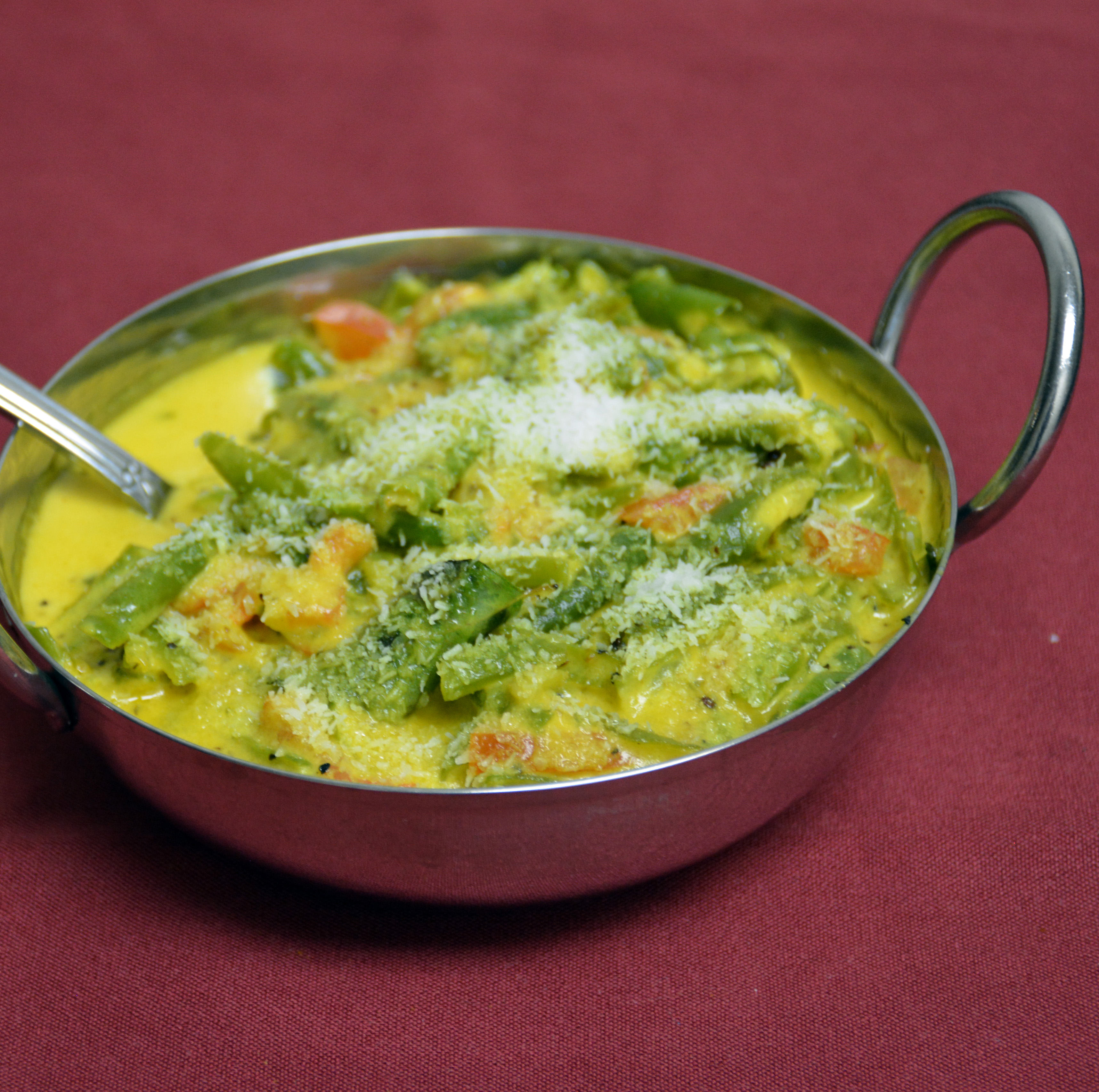 Farsi Bhaji — Green beans cooked with freshly grated coconut in coconut sauce — at Himalayan Restaurant