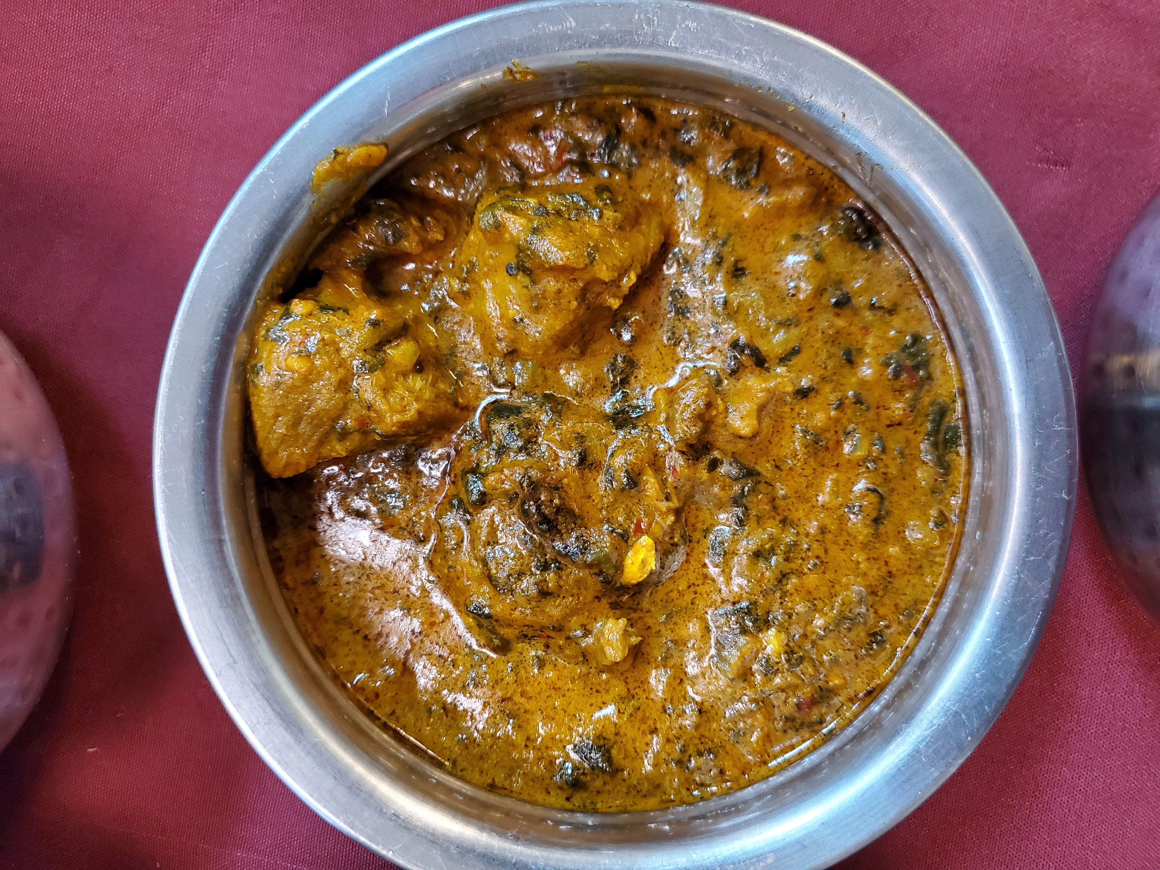 Lamb Saag — Lamb with spinach cooked in a creamy onion and tomato sauce, at Himalayan Restaurant